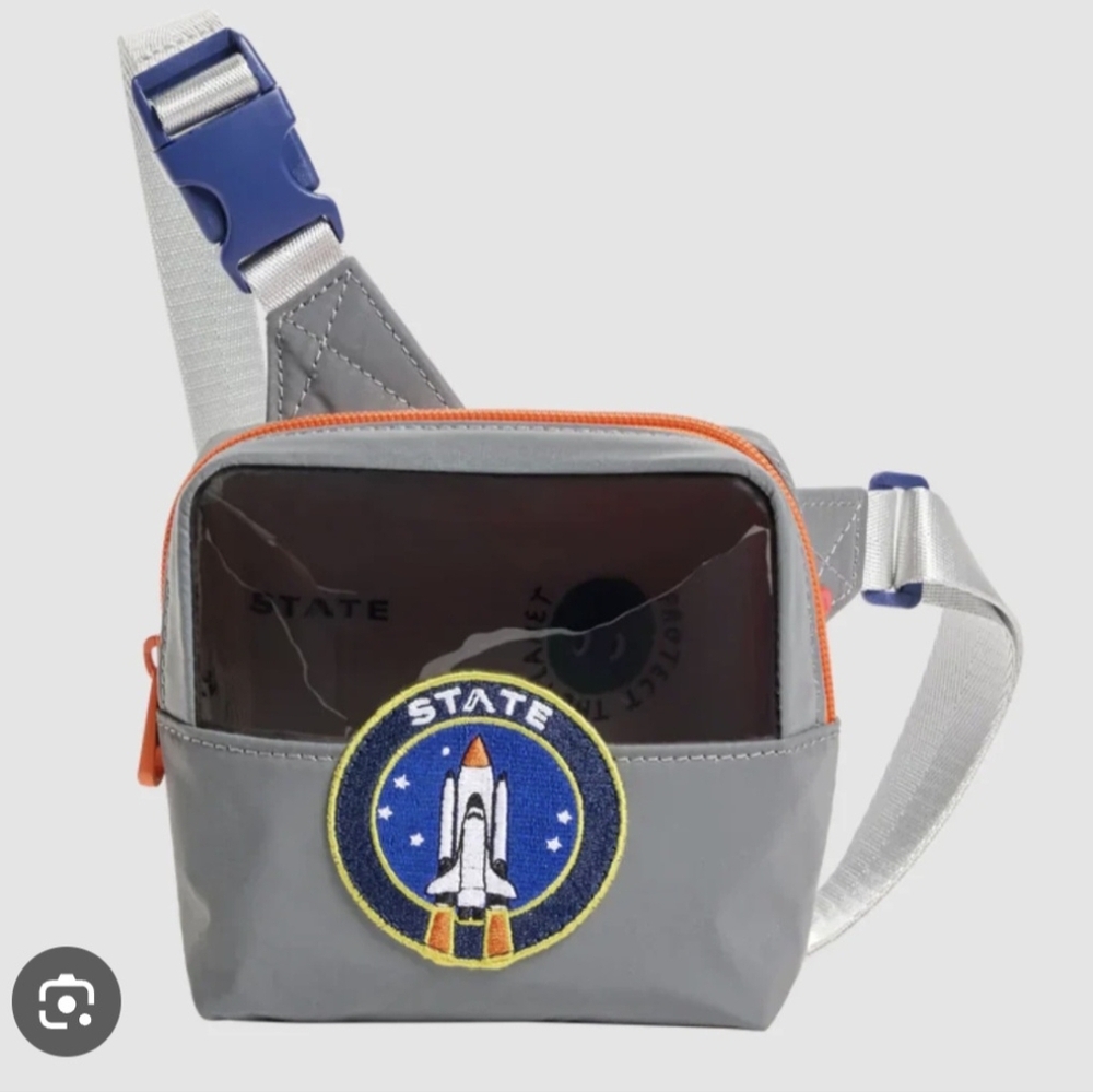 STATE Gray Belt Bag with Rocket Emblem